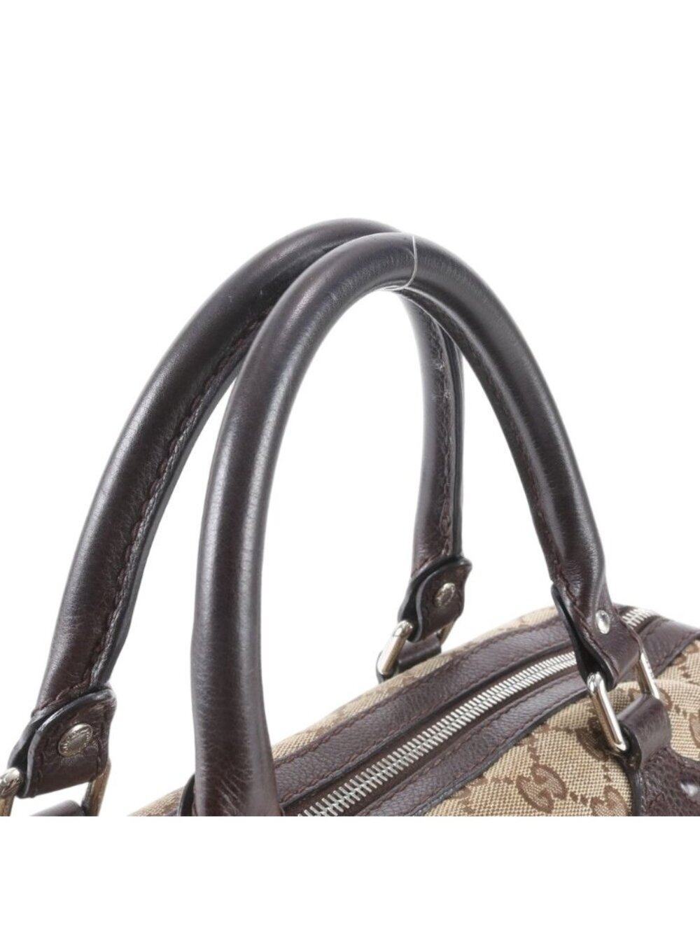Gucci GG Canvas Techno Tag Mini Boston Leather Handbag Tote - Picture 2 of 9